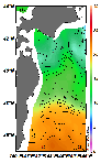 AMSRによる2025年6月3日の房総から道東沖合の海面水温7℃台から22℃台となっている