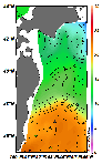 AMSRによる2025年6月6日の房総から道東沖合の海面水温5℃台から23℃台となっている
