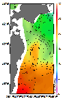 AMSRによる2025年6月17日の房総から道東沖合の海面水温8℃台から25℃台となっている