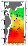 AMSRによる2025年6月19日の房総から道東沖合の海面水温11℃台から26℃台となっている