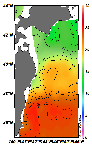 AMSRによる2025年6月20日の房総から道東沖合の海面水温12℃台から24℃台となっている