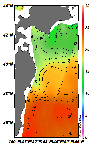 AMSRによる2025年6月21日の房総から道東沖合の海面水温11℃台から24℃台となっている