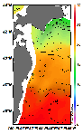 AMSRによる2025年7月1日の房総から道東沖合の海面水温13℃台から25℃台となっている