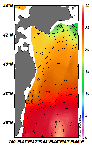 AMSRによる2025年7月7日の房総から道東沖合の海面水温12℃台から29℃台となっている