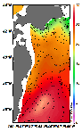 AMSRによる2025年7月8日の房総から道東沖合の海面水温12℃台から29℃台となっている