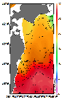 AMSRによる2025年7月11日の房総から道東沖合の海面水温12℃台から28℃台となっている
