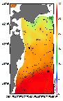 AMSRによる2025年7月16日の房総から道東沖合の海面水温12℃台から26℃台となっている