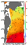 AMSRによる2025年7月18日の房総から道東沖合の海面水温12℃台から27℃台となっている