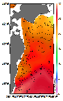 AMSRによる2025年7月25日の房総から道東沖合の海面水温17℃台から29℃台となっている