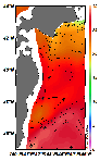 AMSRによる2025年7月26日の房総から道東沖合の海面水温16℃台から29℃台となっている