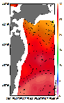AMSRによる2025年7月30日の房総から道東沖合の海面水温18℃台から29℃台となっている