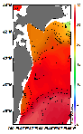AMSRによる2025年8月1日の房総から道東沖合の海面水温17℃台から28℃台となっている