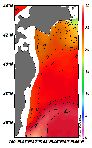 AMSRによる2025年8月2日の房総から道東沖合の海面水温16℃台から29℃台となっている