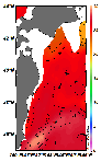 AMSRによる2025年8月7日の房総から道東沖合の海面水温19℃台から29℃台となっている