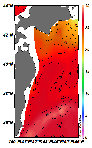 AMSRによる2025年8月9日の房総から道東沖合の海面水温18℃台から29℃台となっている