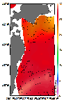AMSRによる2025年8月10日の房総から道東沖合の海面水温18℃台から29℃台となっている