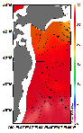 AMSRによる2025年8月11日の房総から道東沖合の海面水温19℃台から28℃台となっている