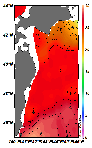 AMSRによる2025年8月16日の房総から道東沖合の海面水温17℃台から29℃台となっている