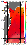 AMSRによる2025年8月17日の房総から道東沖合の海面水温17℃台から29℃台となっている