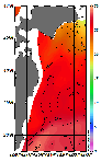 AMSRによる2025年8月18日の房総から道東沖合の海面水温17℃台から29℃台となっている
