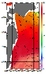AMSRによる2025年8月24日の房総から道東沖合の海面水温16℃台から29℃台となっている