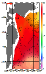 AMSRによる2025年9月7日の房総から道東沖合の海面水温18℃台から29℃台となっている