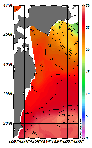 AMSRによる2025年9月20日の房総から道東沖合の海面水温14℃台から29℃台となっている