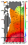 AMSRによる2025年9月29日の房総から道東沖合の海面水温13℃台から28℃台となっている