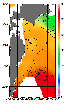 AMSRによる2025年10月15日の房総から道東沖合の海面水温13℃台から26℃台となっている