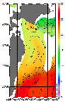 AMSRによる2025年10月27日の房総から道東沖合の海面水温10℃台から25℃台となっている