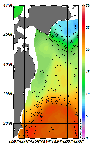 AMSRによる2025年11月11日の房総から道東沖合の海面水温6℃台から24℃台となっている