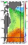 AMSRによる2025年11月14日の房総から道東沖合の海面水温6℃台から24℃台となっている