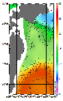 AMSRによる2025年11月15日の房総から道東沖合の海面水温7℃台から23℃台となっている