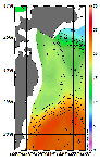 AMSRによる2025年11月17日の房総から道東沖合の海面水温7℃台から24℃台となっている
