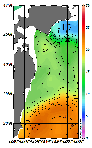 AMSRによる2025年11月18日の房総から道東沖合の海面水温6℃台から23℃台となっている