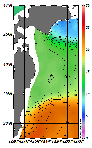 AMSRによる2025年11月22日の房総から道東沖合の海面水温6℃台から23℃台となっている