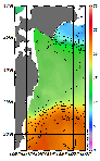 AMSRによる2025年11月23日の房総から道東沖合の海面水温6℃台から23℃台となっている