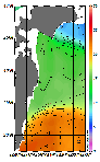 AMSRによる2025年11月25日の房総から道東沖合の海面水温6℃台から23℃台となっている