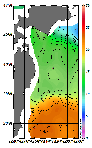 AMSRによる2025年11月26日の房総から道東沖合の海面水温6℃台から23℃台となっている