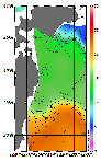 AMSRによる2025年11月30日の房総から道東沖合の海面水温4℃台から23℃台となっている