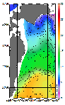 AMSRによる2026年1月16日の房総から道東沖合の海面水温1℃台から20℃台となっている