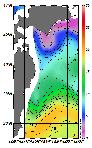 AMSRによる2026年2月3日の房総から道東沖合の海面水温0℃台から19℃台となっている