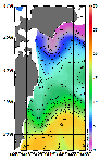 AMSRによる2026年2月4日の房総から道東沖合の海面水温0℃台から19℃台となっている