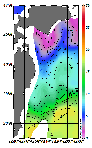 AMSRによる2026年2月12日の房総から道東沖合の海面水温0℃台から18℃台となっている