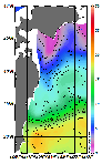 AMSRによる2026年2月13日の房総から道東沖合の海面水温1℃台から19℃台となっている
