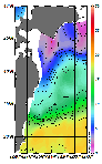 AMSRによる2026年2月15日の房総から道東沖合の海面水温0℃台から18℃台となっている