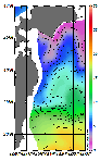 AMSRによる2026年2月26日の房総から道東沖合の海面水温0℃台から19℃台となっている