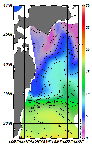 AMSRによる2026年2月27日の房総から道東沖合の海面水温1℃台から18℃台となっている