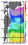 AMSRによる2026年3月4日の房総から道東沖合の海面水温0℃台から18℃台となっている