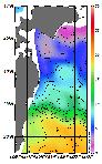 AMSRによる2026年3月6日の房総から道東沖合の海面水温1℃台から20℃台となっている